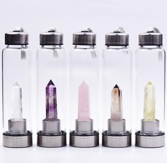 Natural hexagonal crystal column energy glass creative water cup spa tea cup water cup crystal column magic wand